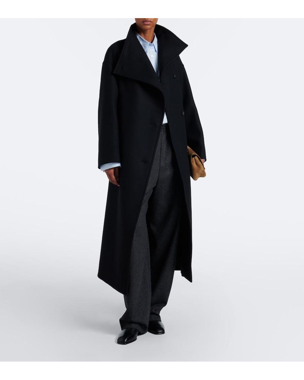 Joseph Black Fiore Wool-Blend Wrap Coat