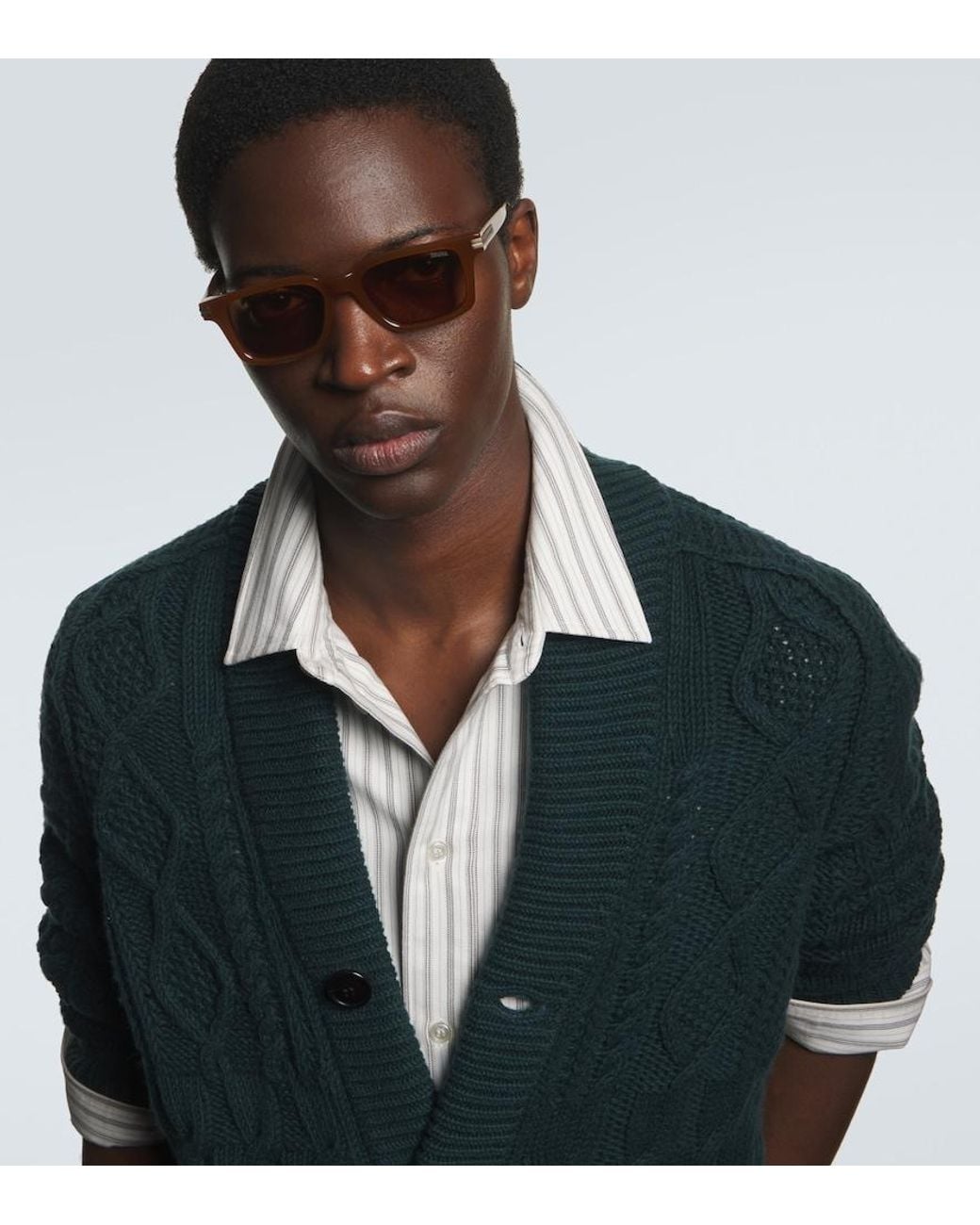 Zegna Brown Rectangular Sunglasses for men