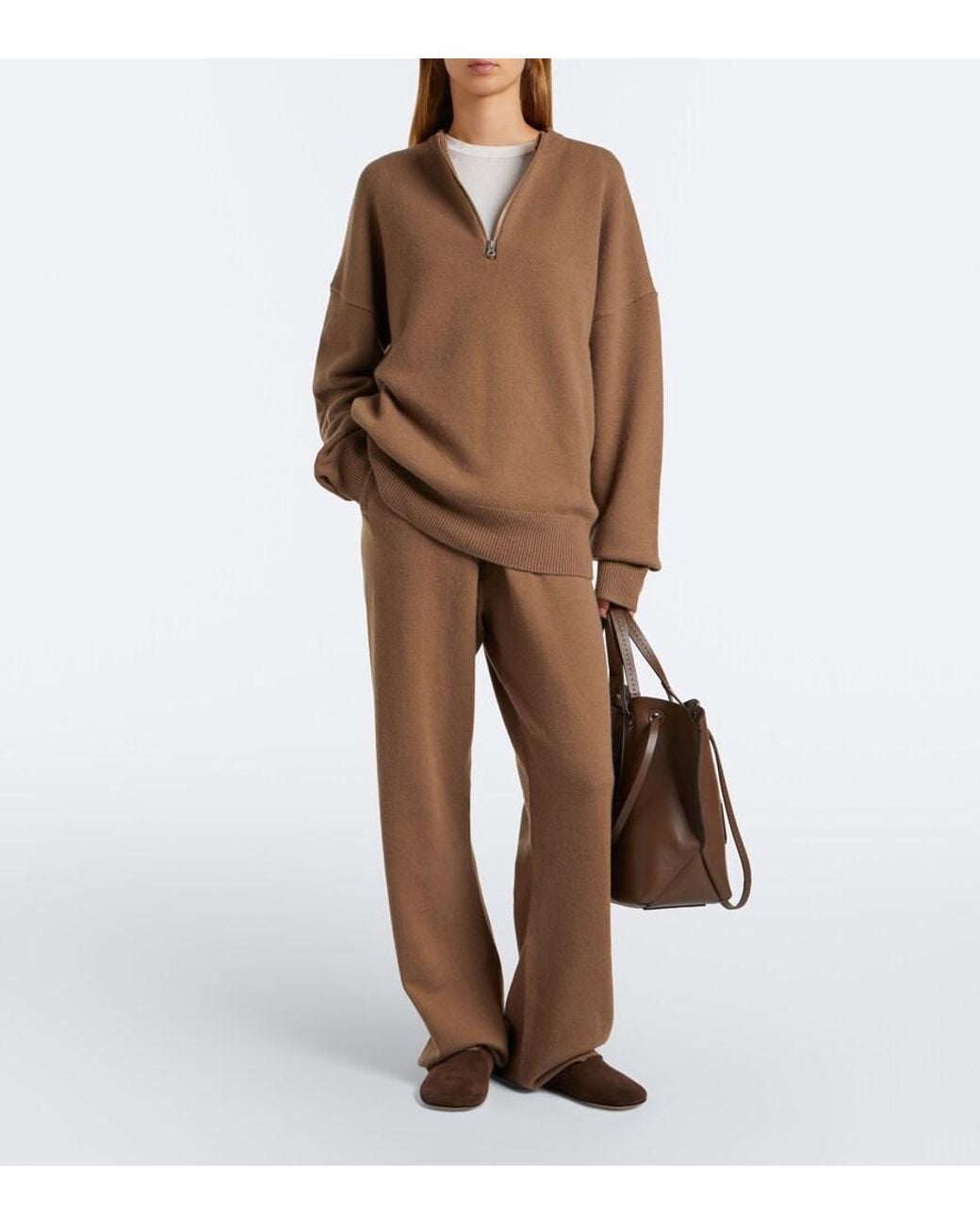 Extreme Cashmere Brown N°496 Like Cashmere-Blend Half-Zip Sweater