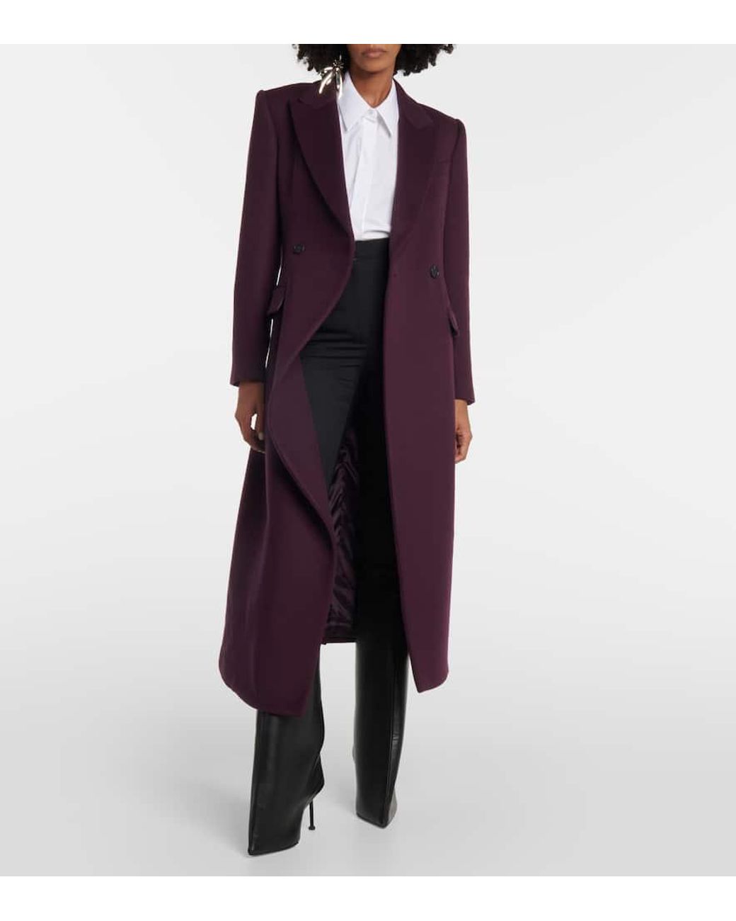 McQueen Asymmetric Wool Felt Coat in Purple | Lyst