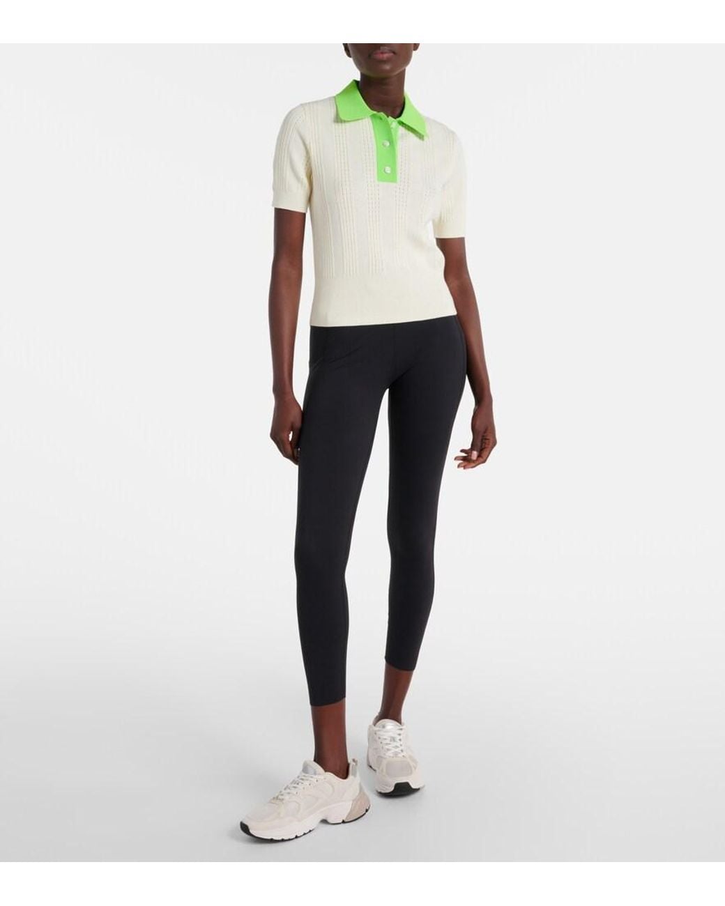 Tory Sport Green Polohemd Aus Pointelle-Strick