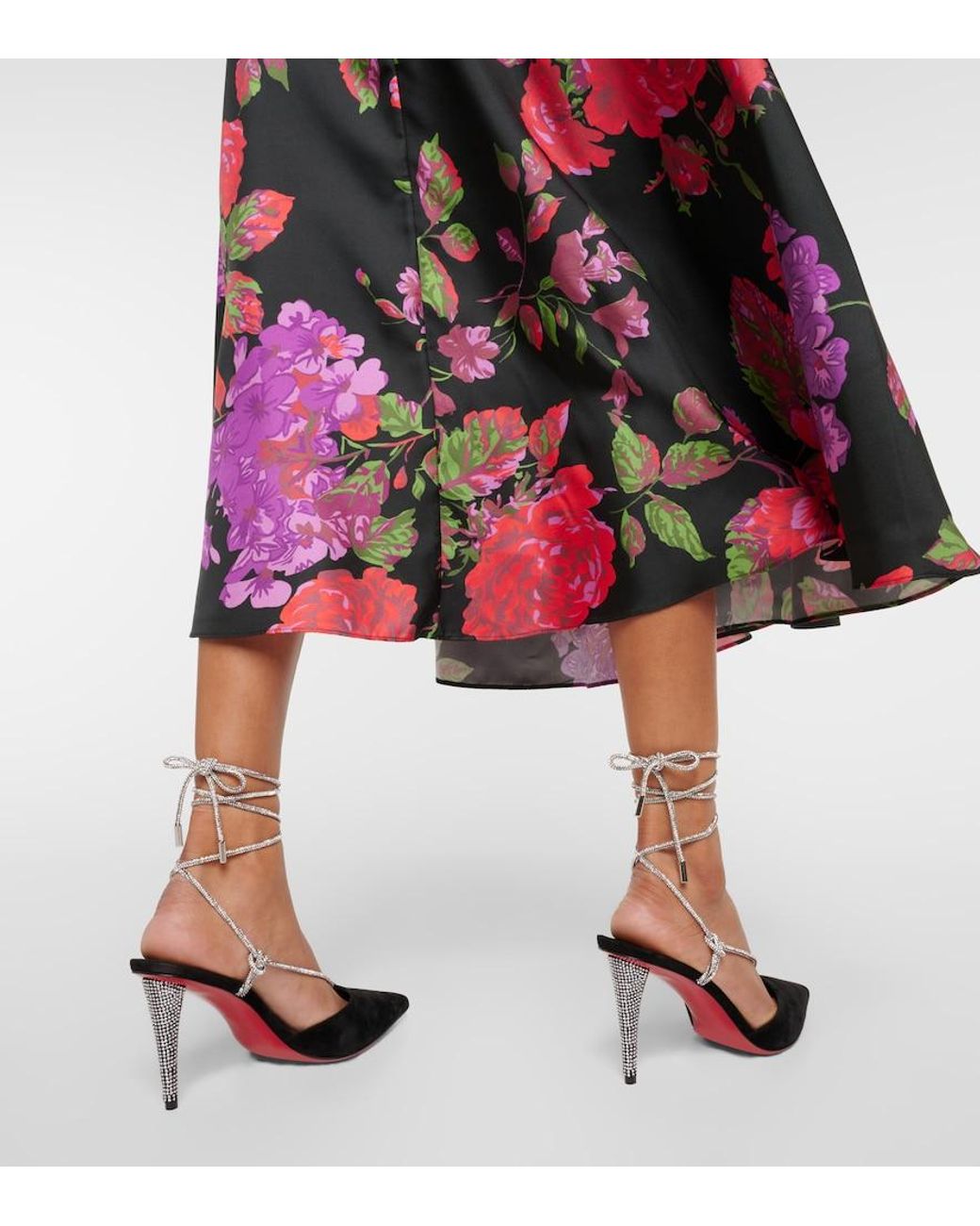 Christian Louboutin Black 85Mm Astrid Suede & Crystal Heels