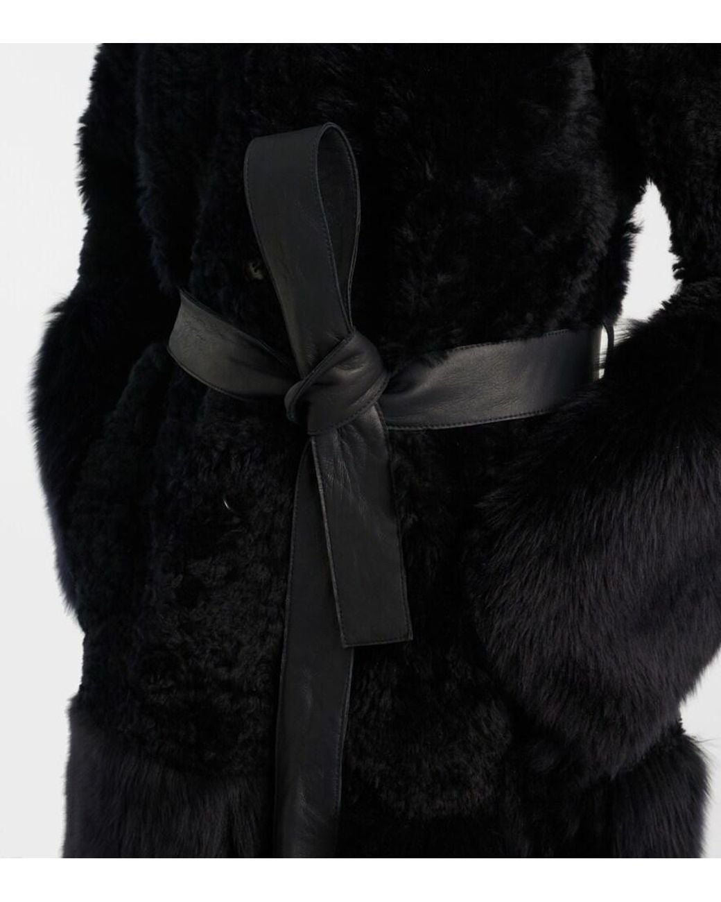 Joseph Black Tina Belted Shearling Coat