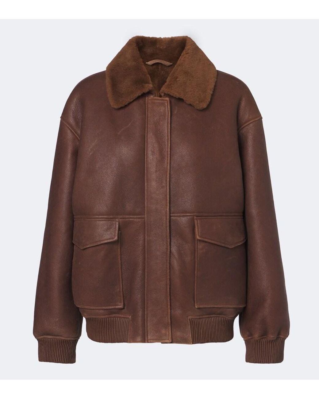 Arma Brown Riley Shearling-Trimmed Leather Jacket