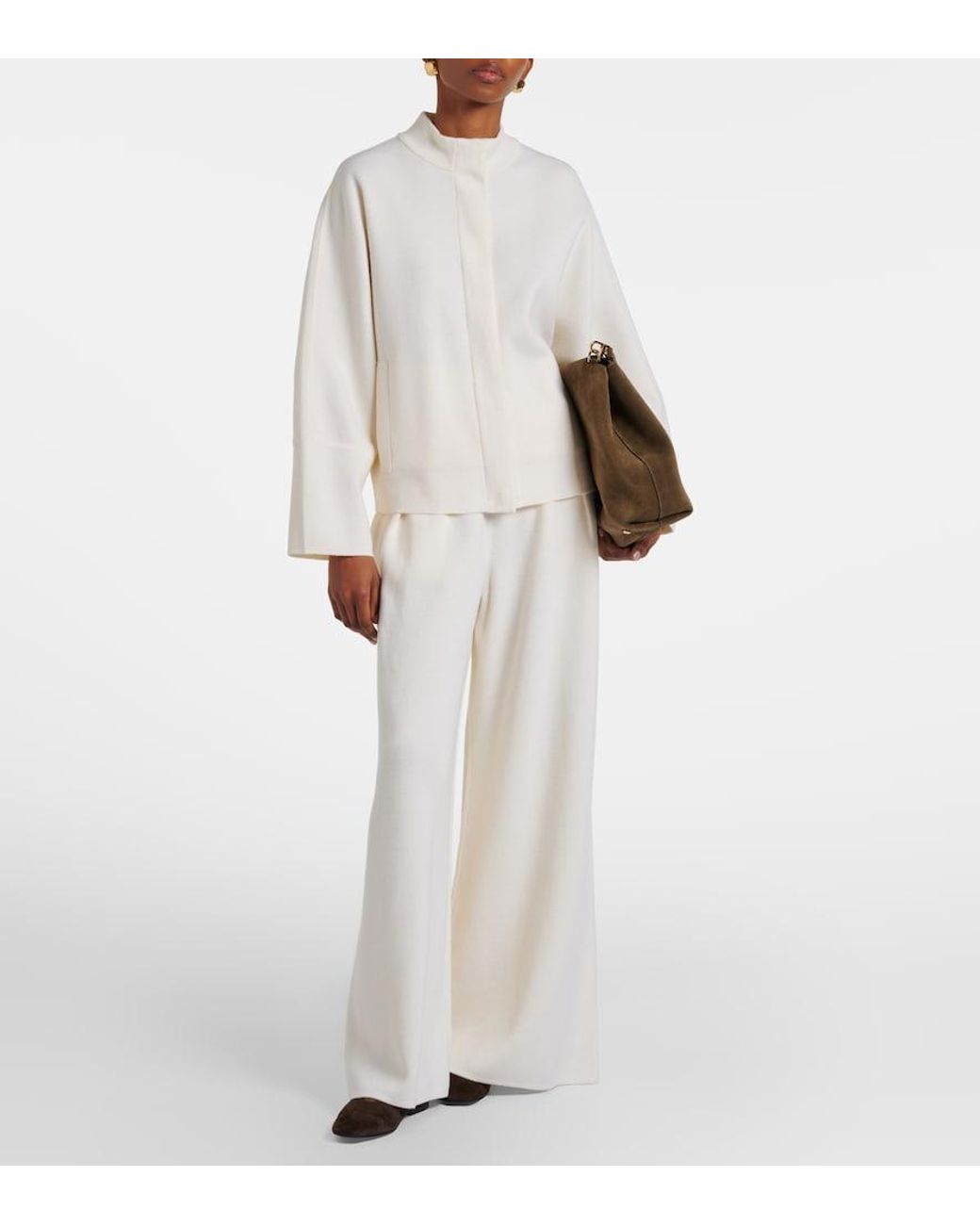 Max Mara White Wool Zip-Up Cardigan