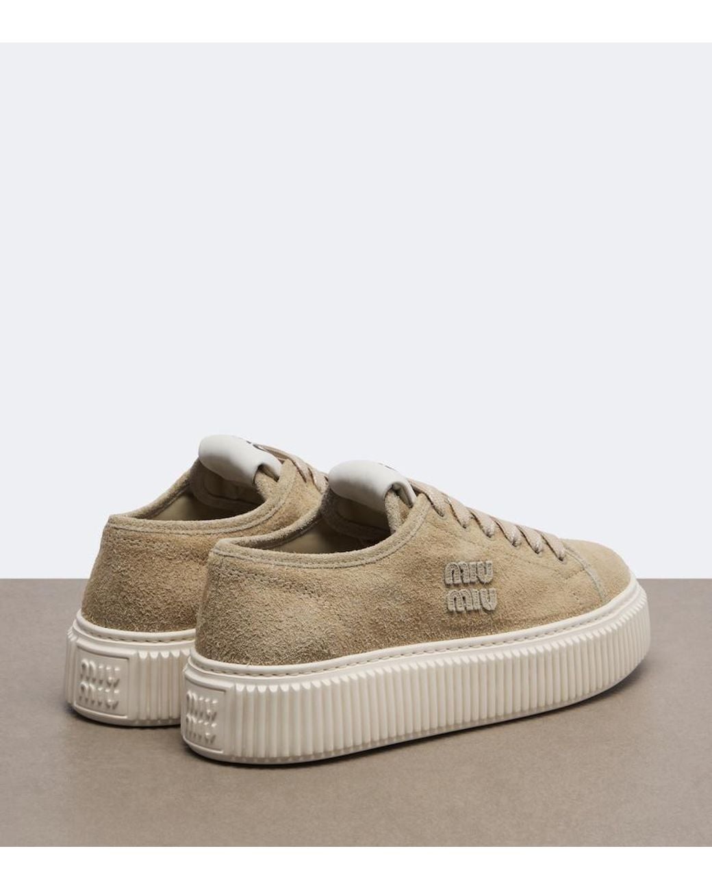 Miu Miu Natural Suede Platform Sneakers