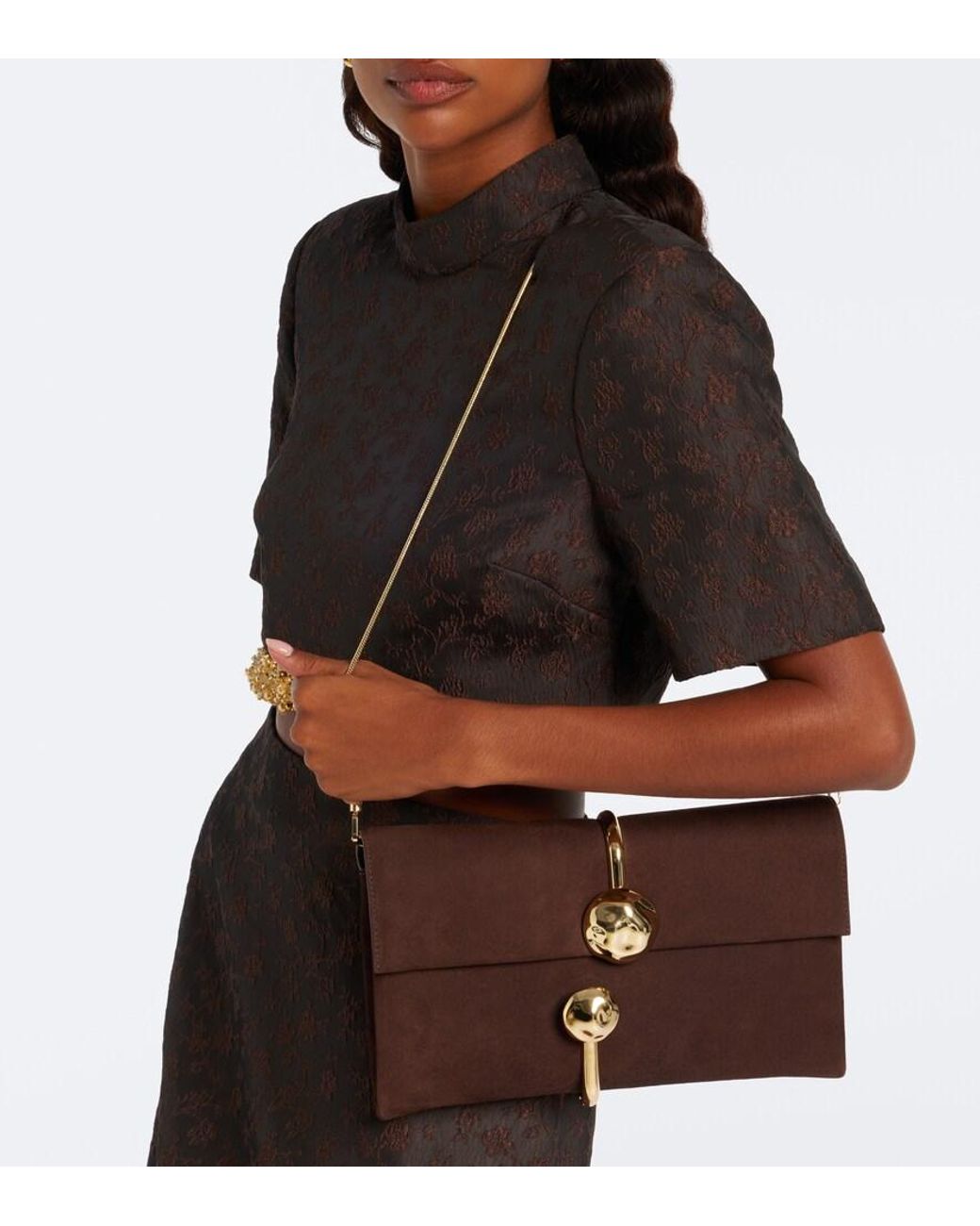 Jonathan Simkhai Brown Amaya Leather Clutch