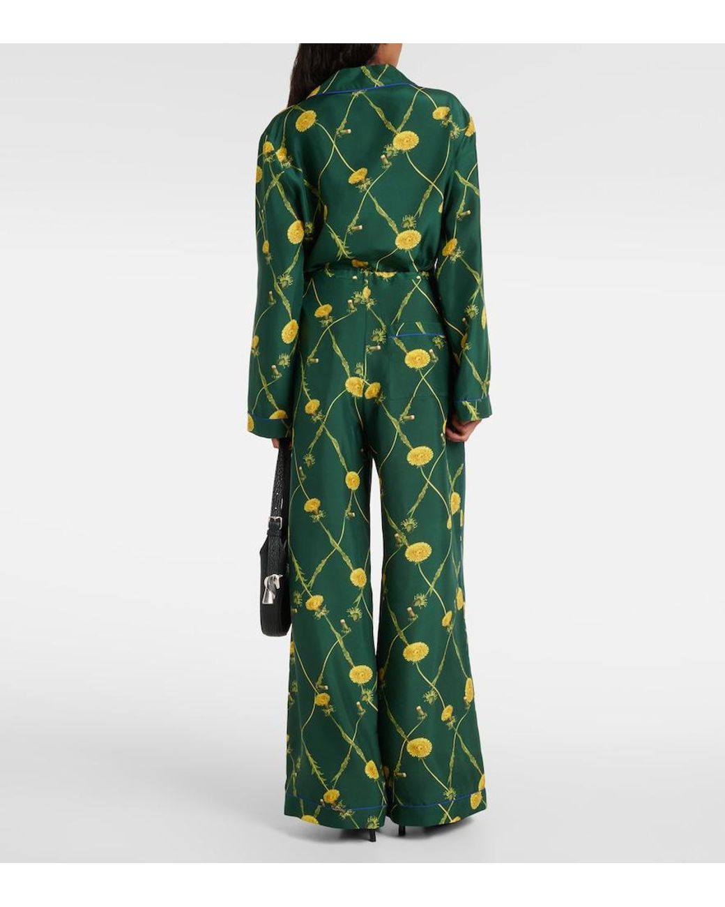 Burberry Green Floral Silk Pajama Pants