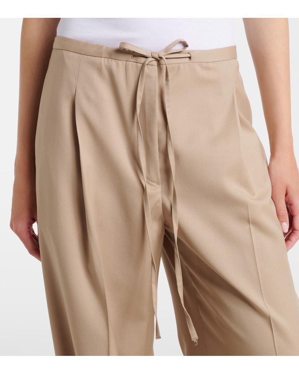 Rohe Natural Pleated Virgin Wool Wide-Leg Pants