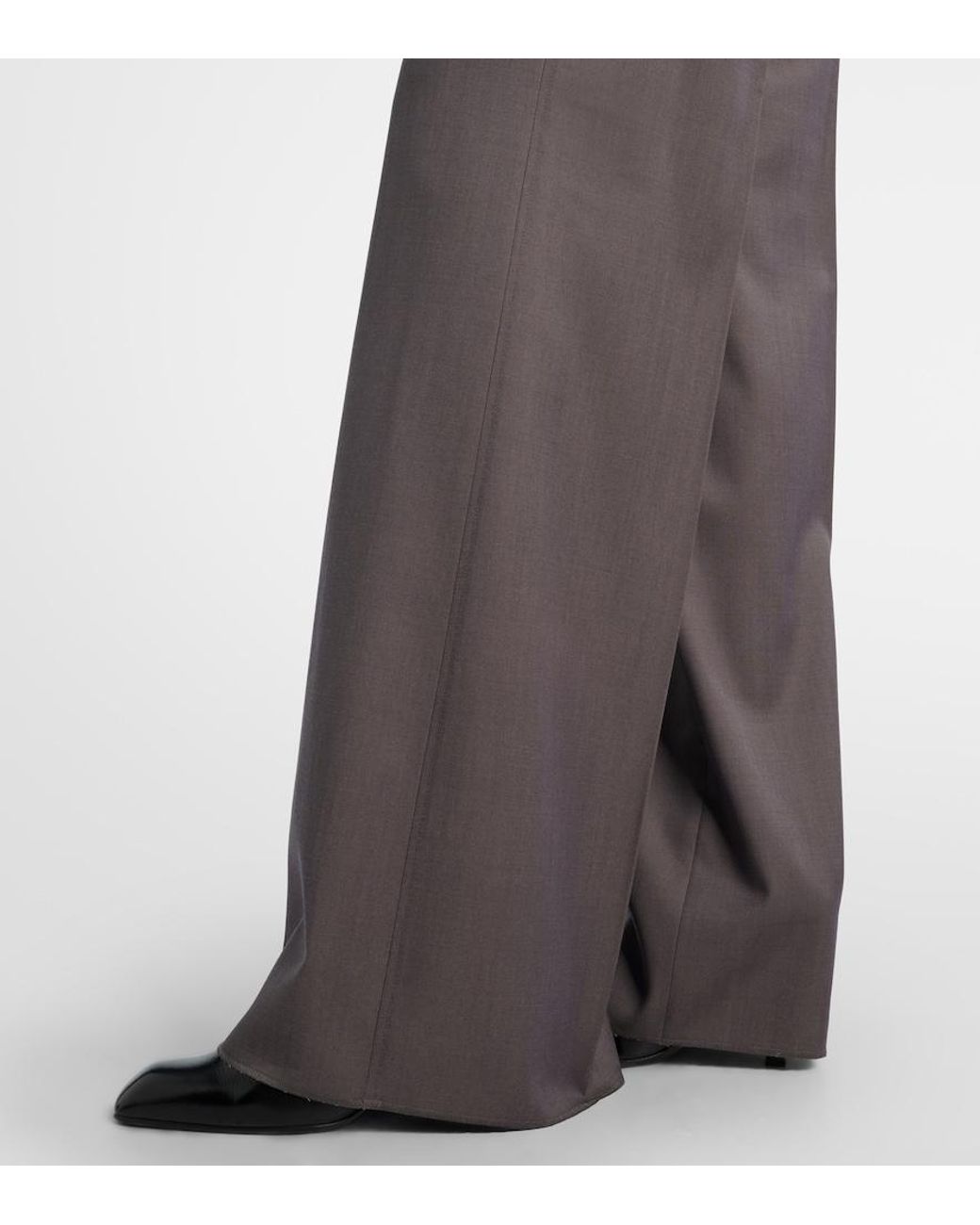 Max Mara Gray Serio Virgin Wool Wide-Leg Pants