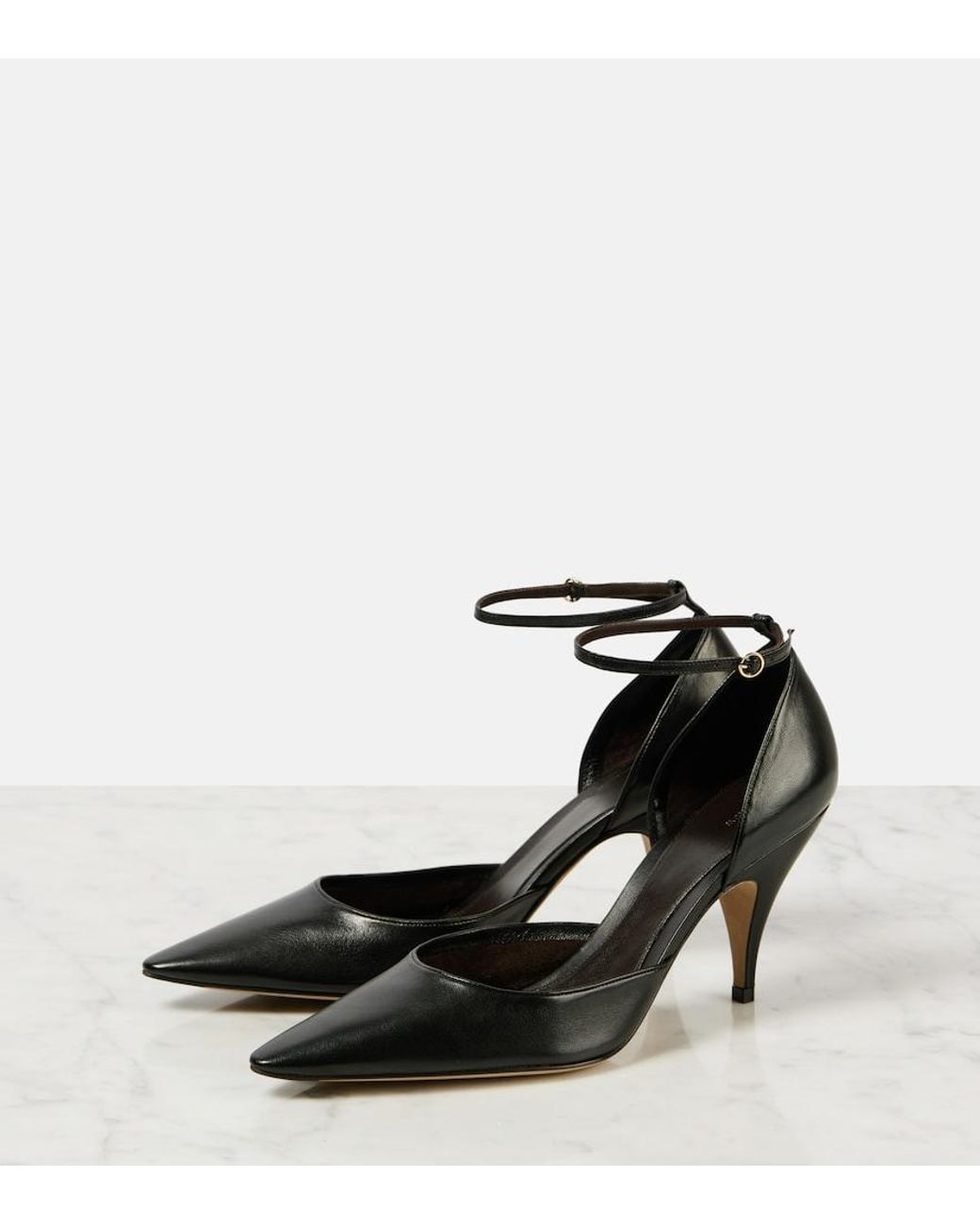 The Row Black Liisa Leather Pumps