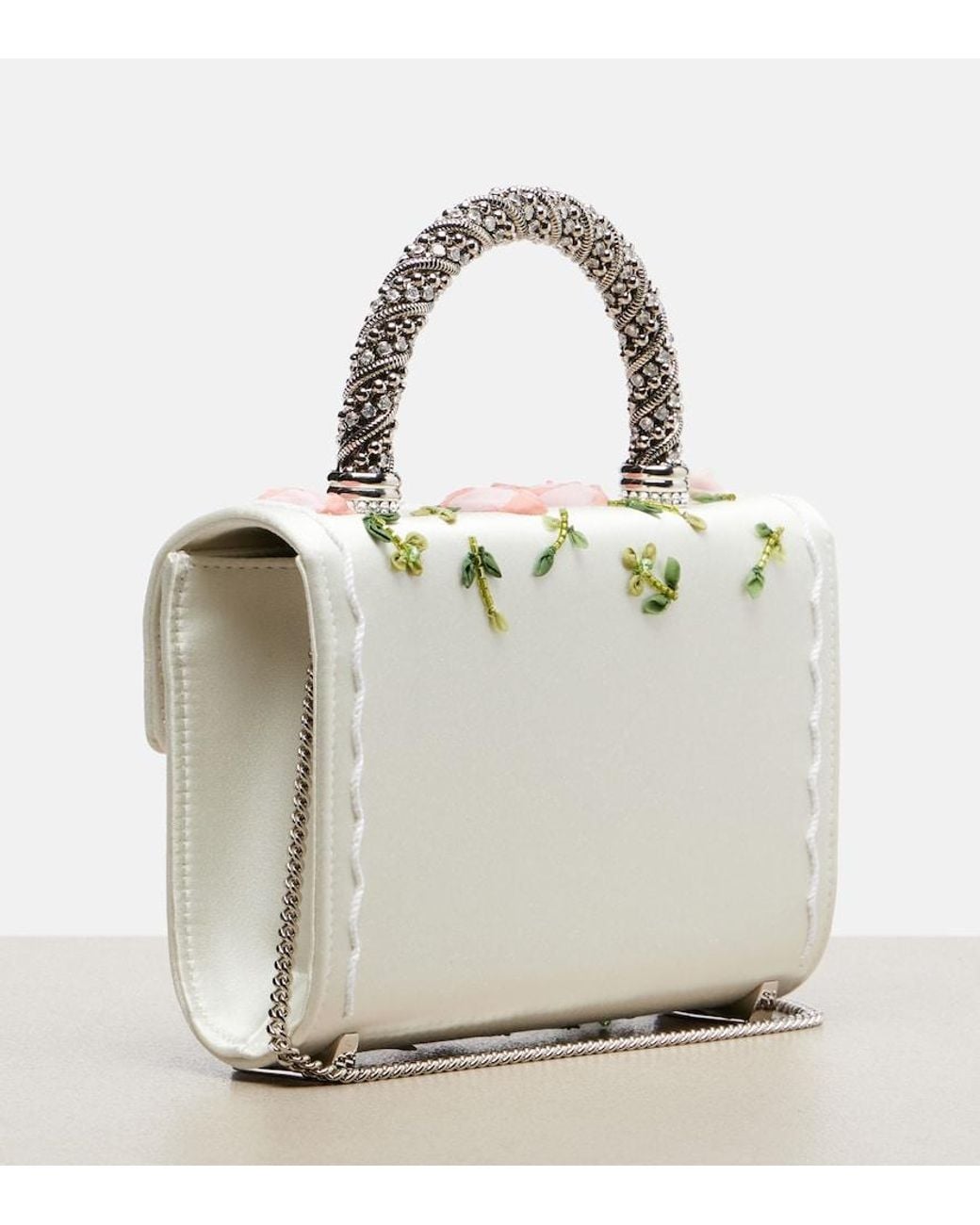 Roger Vivier Gray Jewel Efflorescence Mini Top-Handle Bag