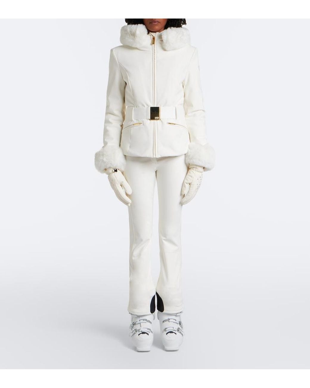Goldbergh White Prezioso Belted Hooded Technical Ski Jacket