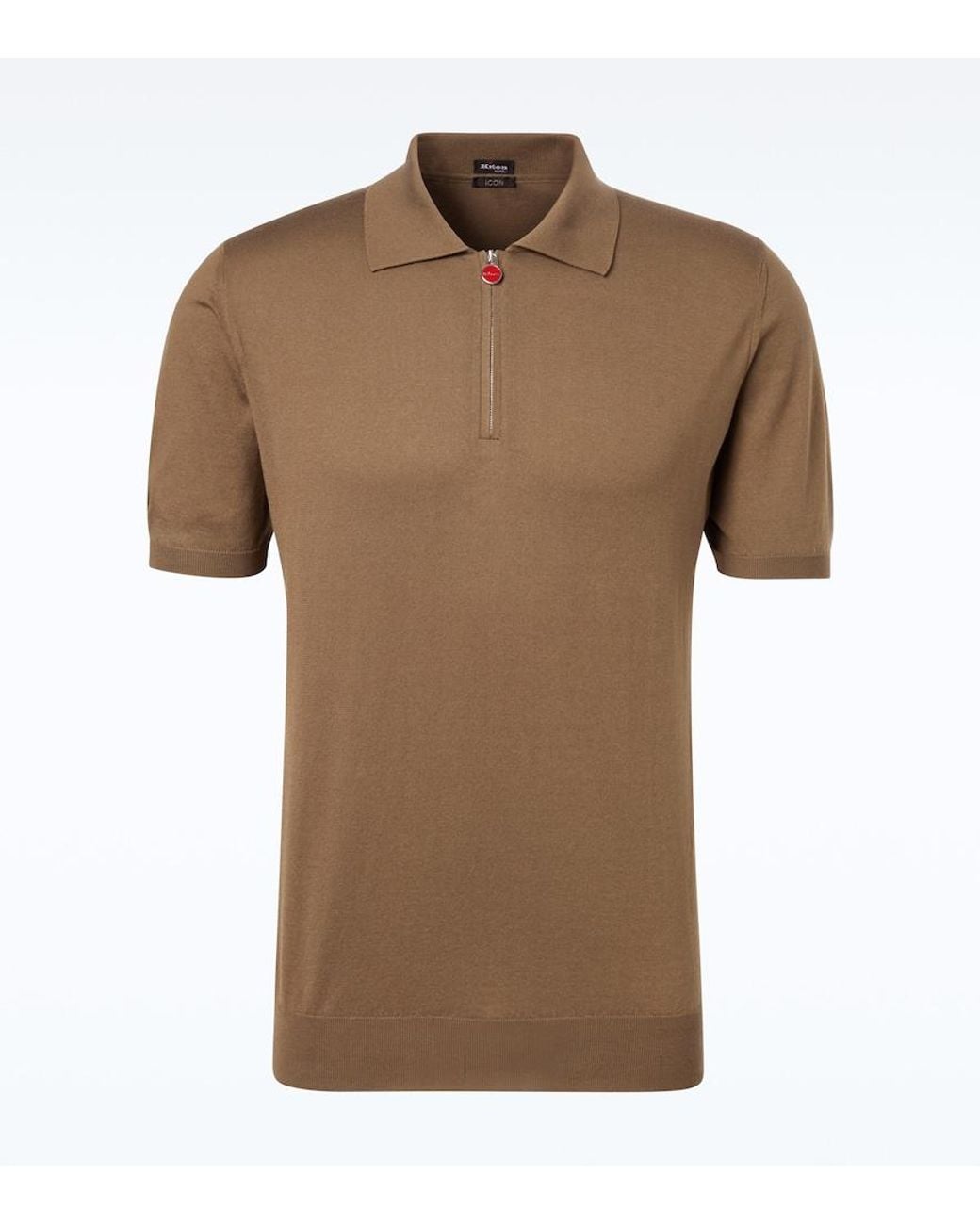 Kiton Brown Cotton Half-Zip Polo Shirt for men