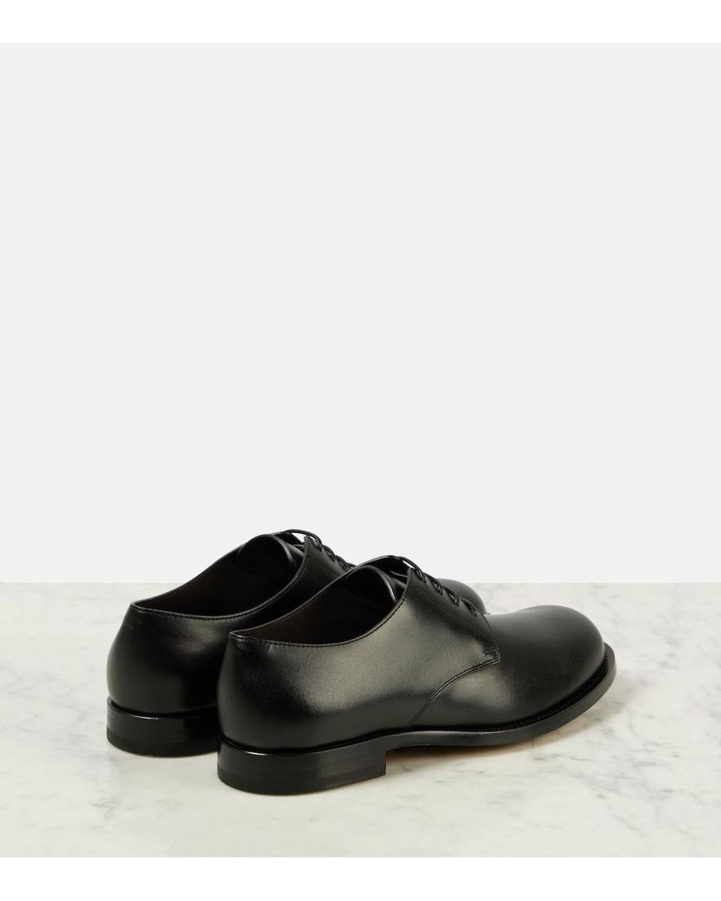 The Row Black Novus Leather Derby Shoes