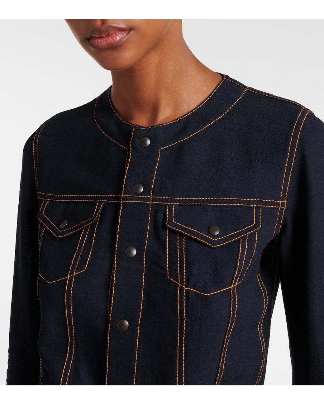 Alaïa Black Fluid Cropped Wool-Blend Jacket