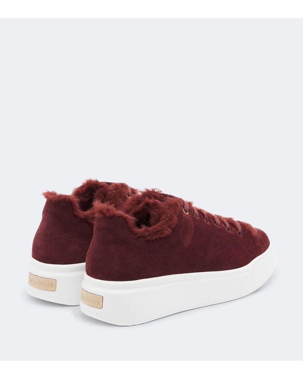 Max Mara Red Shearling-Lined Suede Sneakers