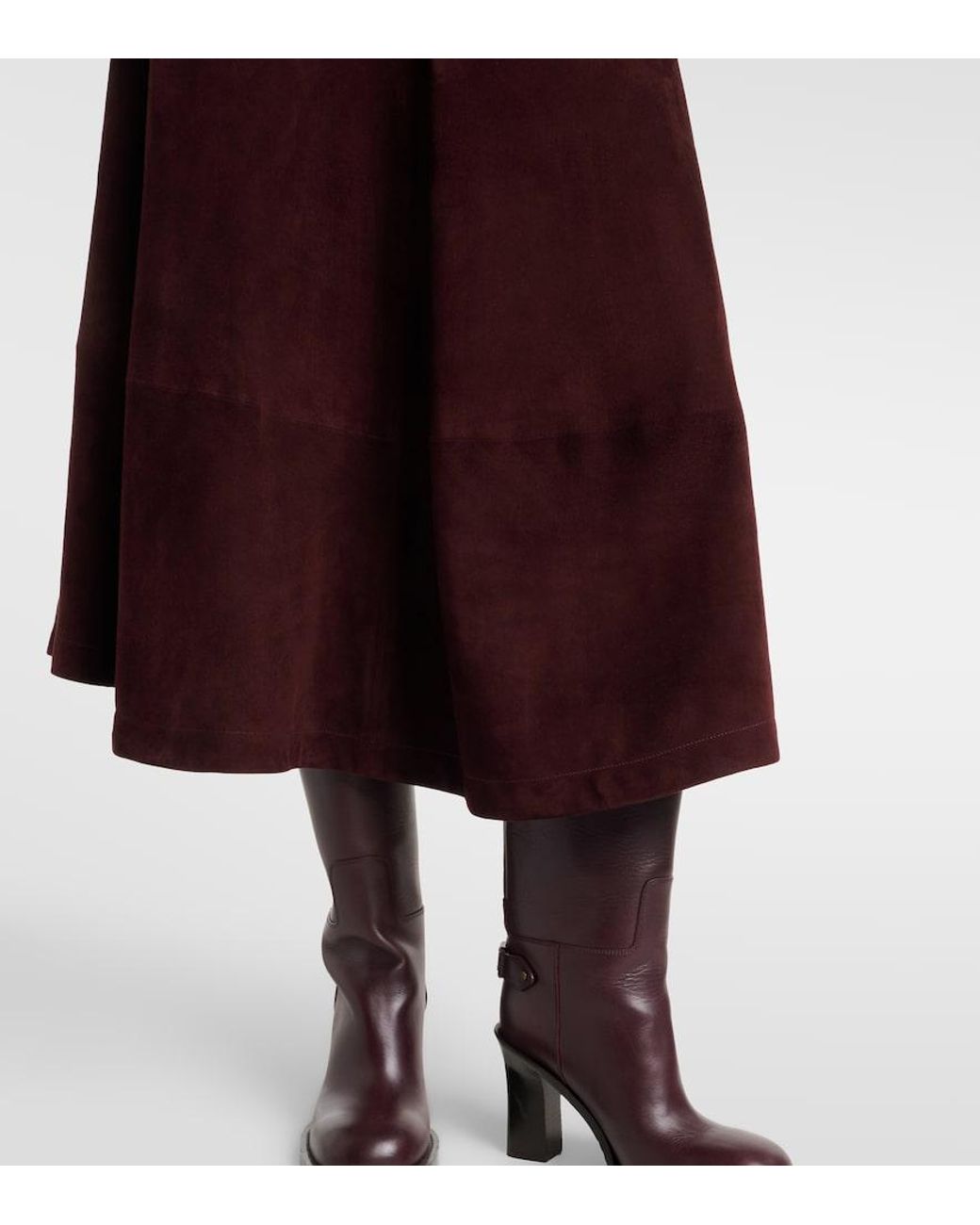 Nour Hammour Purple Opera Leather Midi Skirt