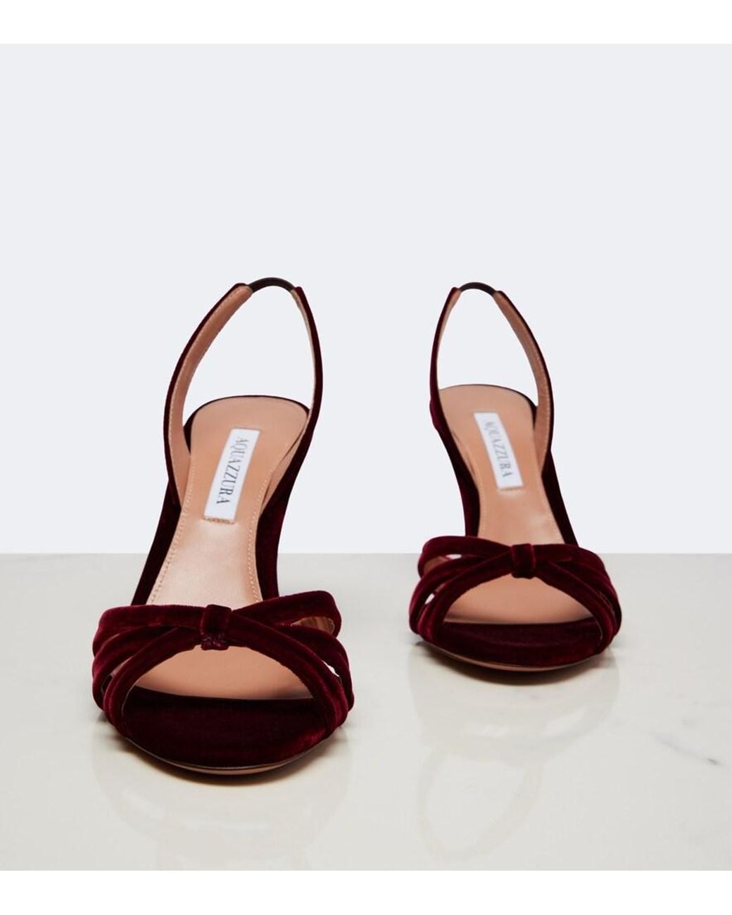 Aquazzura Red Tati Velvet Slingback Sandals