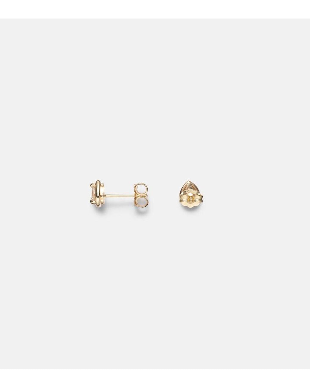 STONE AND STRAND White Birthstone Bonbon 14Kt Earrings With Diamonds