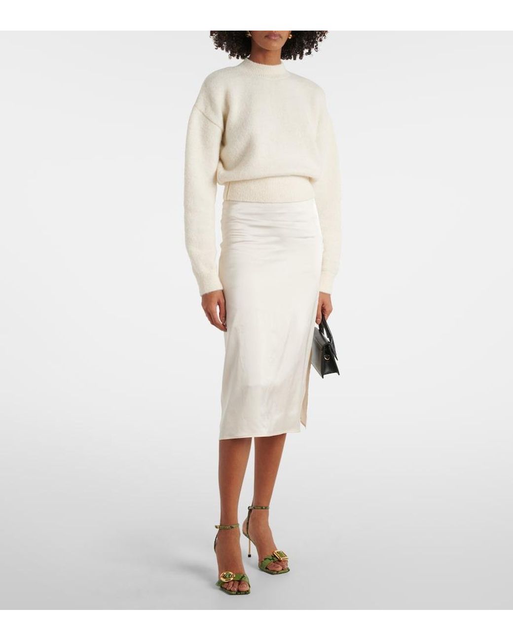 Jacquemus White Relaxed Fit Alpaca Blend Sweater With Tonal Logo
