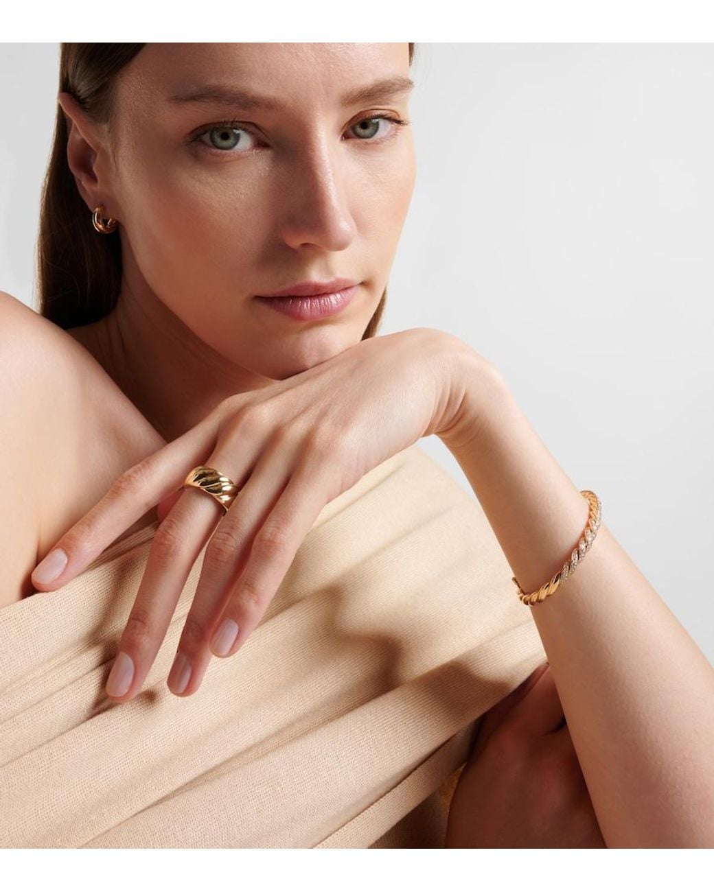 David Yurman White Sculpted Cable 18Kt Ring