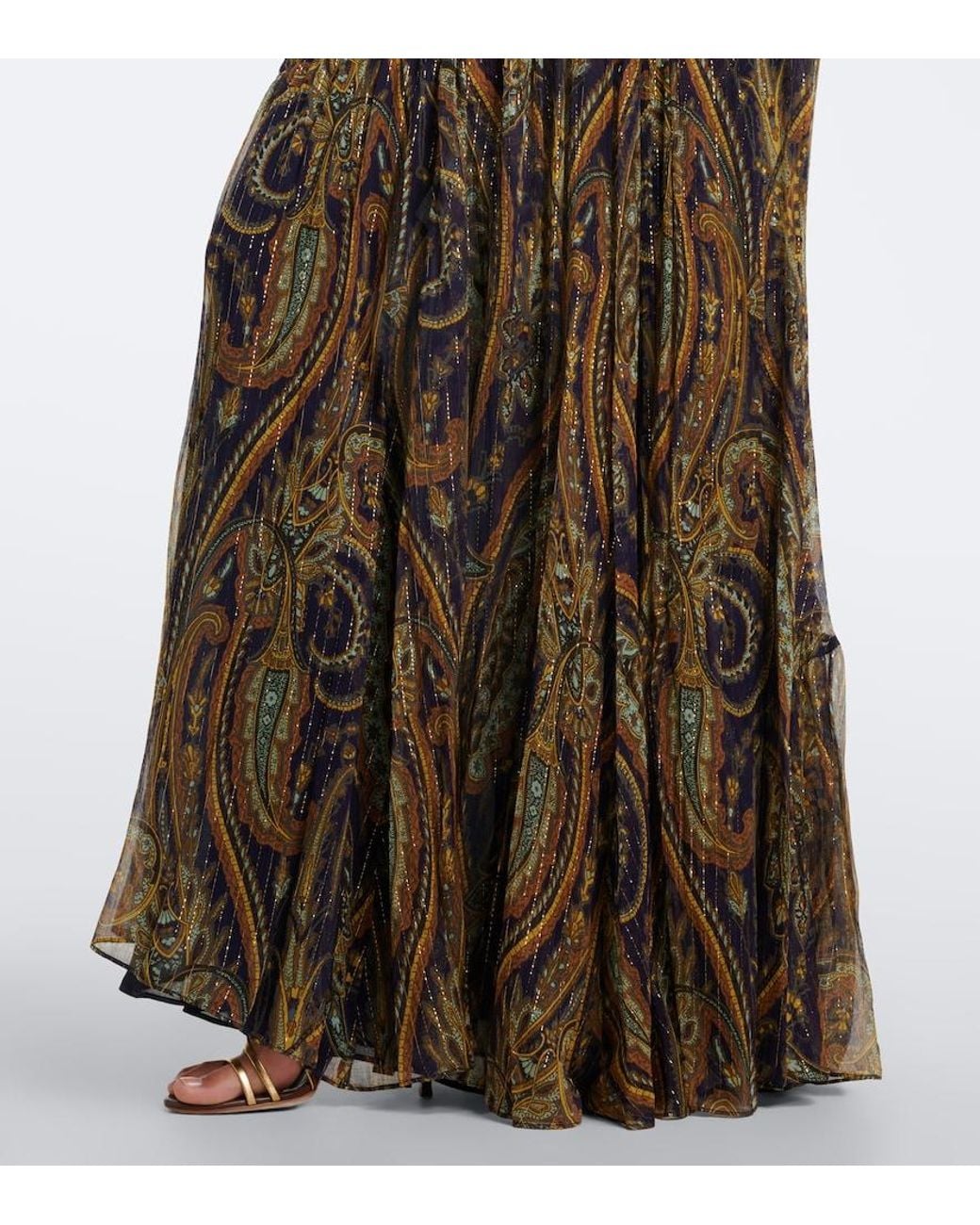 Etro Natural Paisley Silk-Blend Chiffon Gown