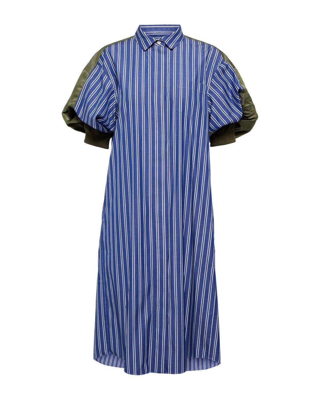 Sacai Striped Paneled Shirt Midi Dress in Blue | Lyst