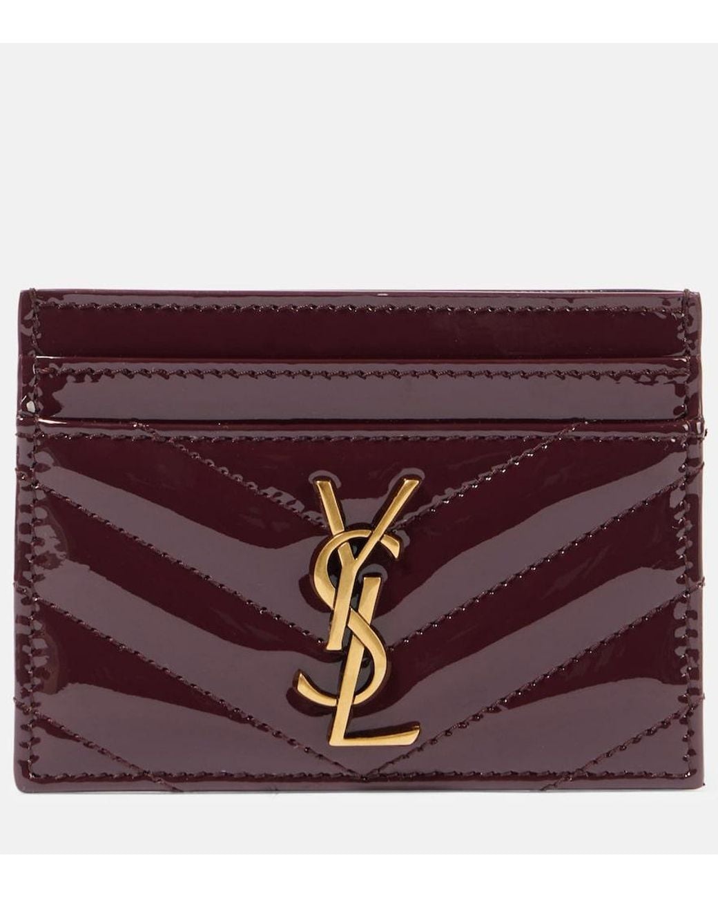 Saint Laurent Purple Cassandre Patent Leather Card Holder