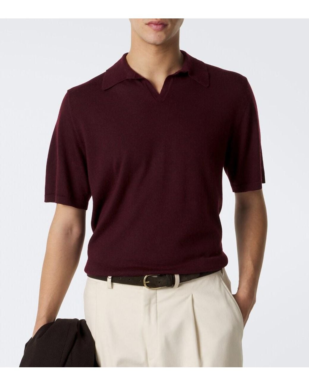 Saman Amel Red David Cashmere And Silk Polo Shirt for men