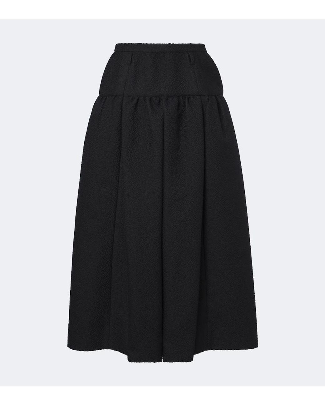 Dolce & Gabbana Black Gathered Wool And Silk-Blend Midi Skirt