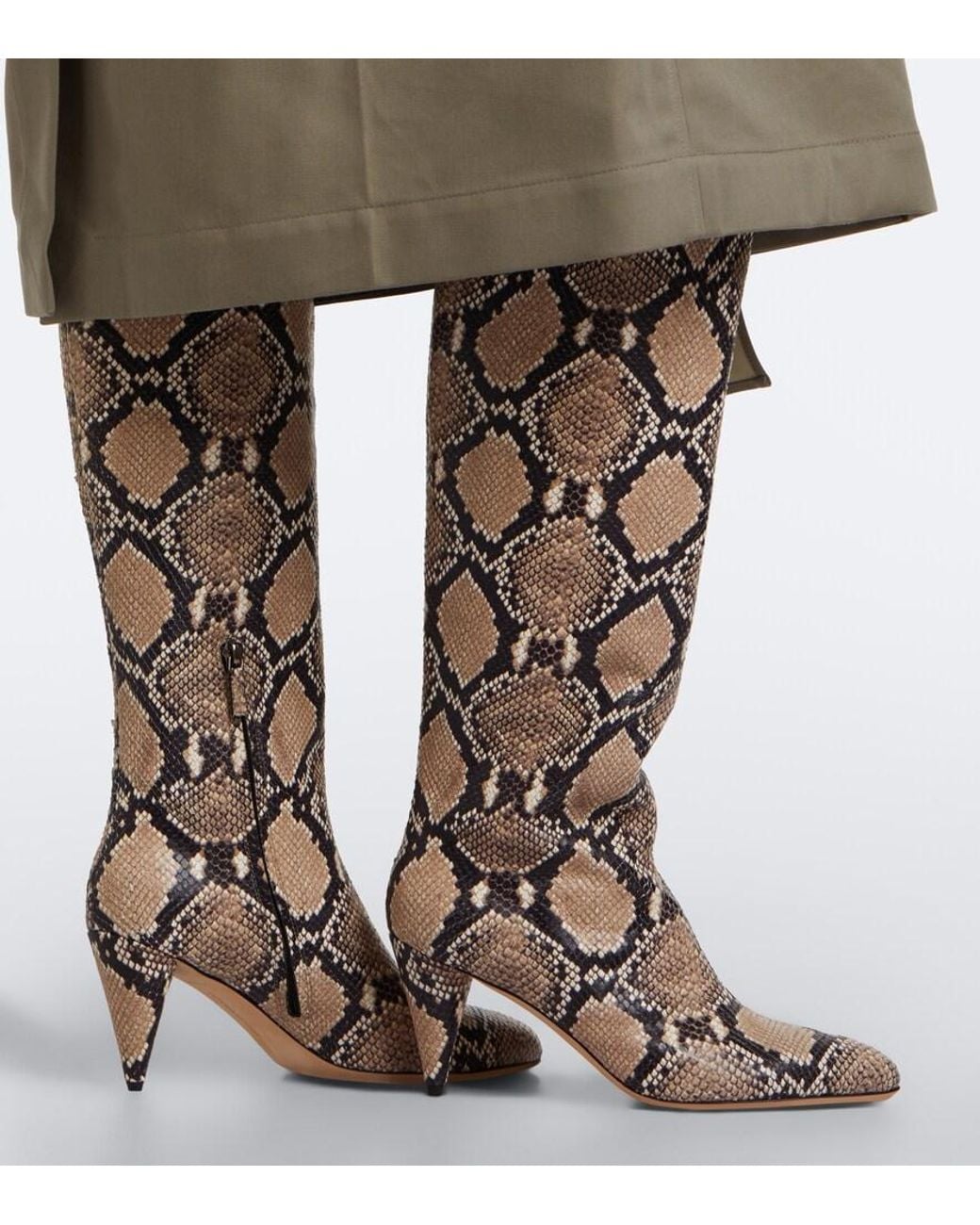 Victoria Beckham Natural Maverick Leather Knee-High Boots