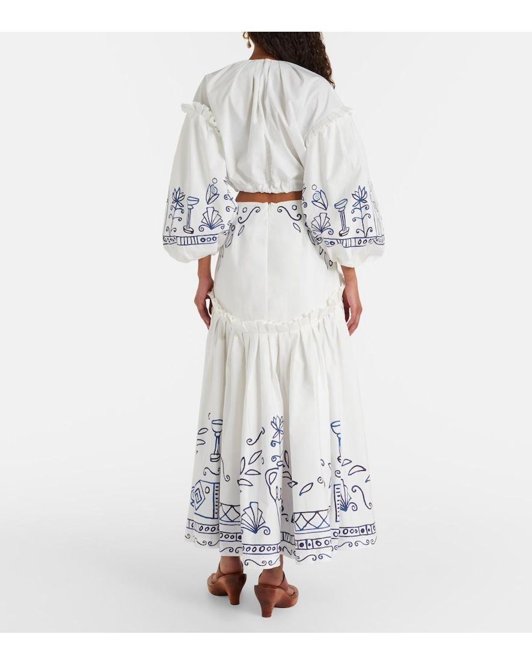 ALÉMAIS White X Lrnce Leela Printed Cotton Maxi Skirt