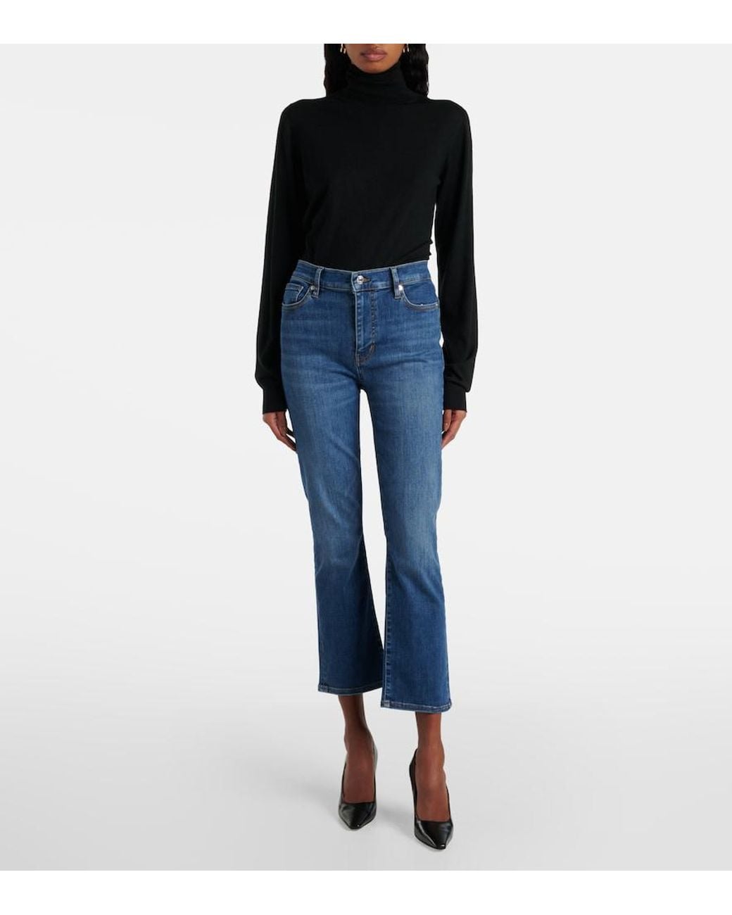 FRAME Blue Le High Straight Cropped Straight Jeans