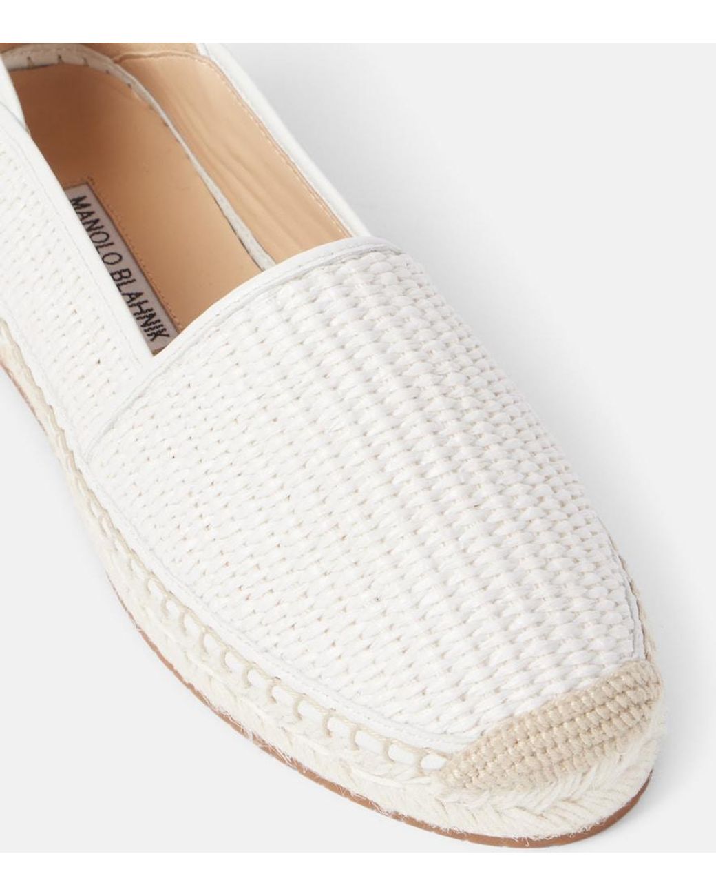 Manolo Blahnik White Espadra Raffia Espadrilles