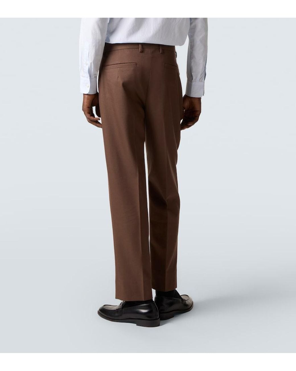 Zegna Brown Cotton And Wool Straight Pants for men