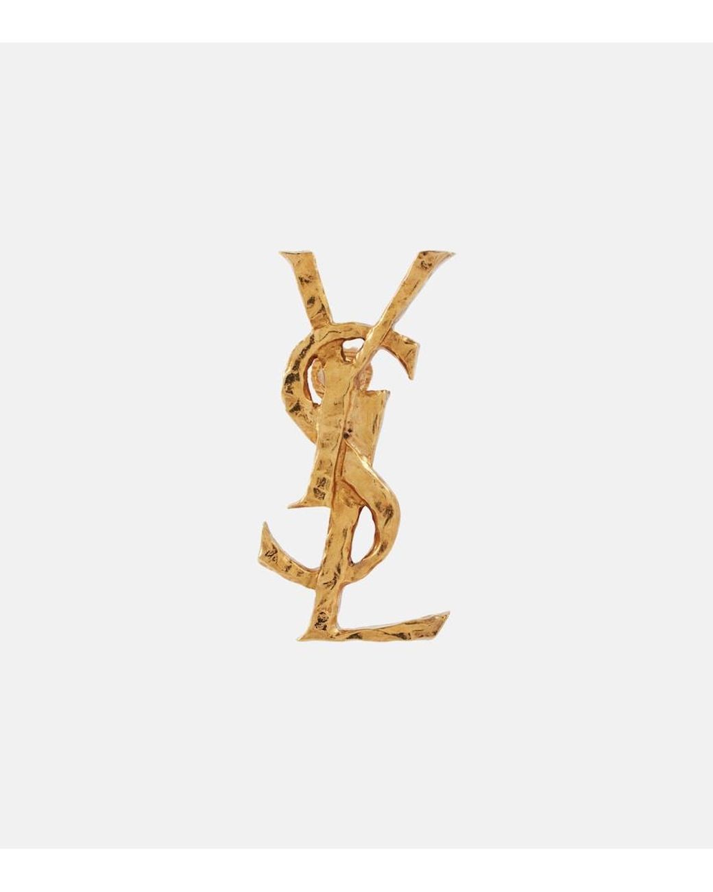 Saint Laurent White Cassandre Clip-On Single Earring
