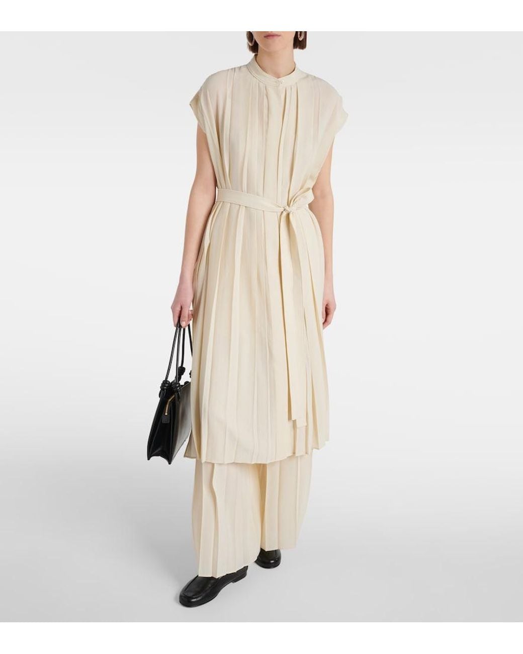 Joseph Natural Davidge Plisse Midi Dress