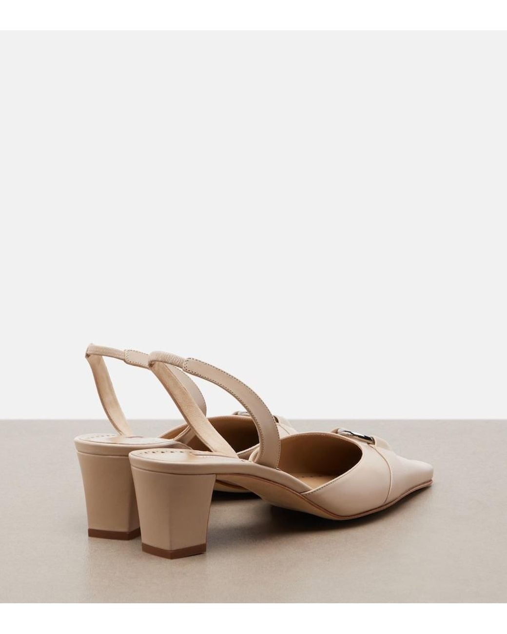 Manolo Blahnik Natural Trixa Leather Slingback Pumps