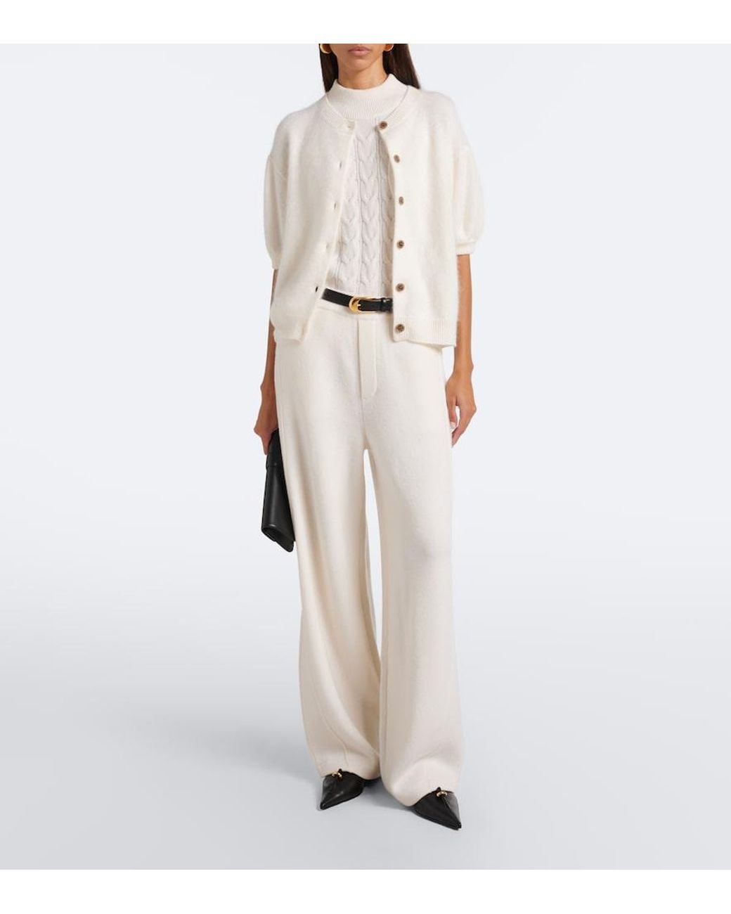 Lisa Yang White Lucianne Brushed Cashmere Cardigan