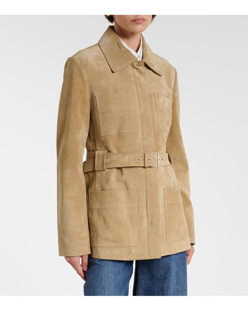 Tory Burch Natural Belted Suede Jacket