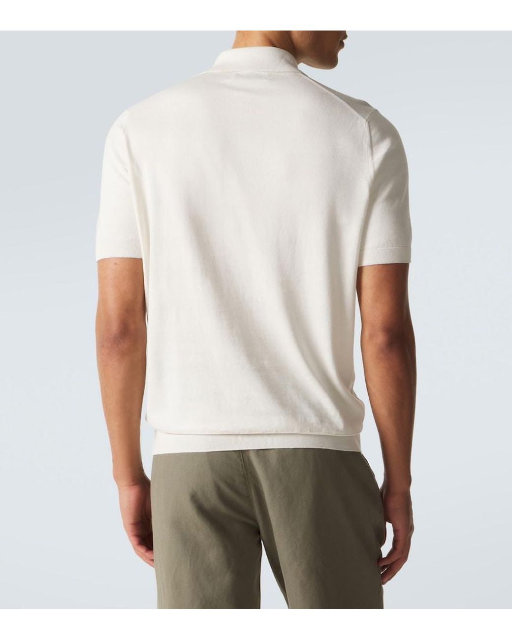 Brunello Cucinelli White Logo Cotton Pique Polo Shirt for men
