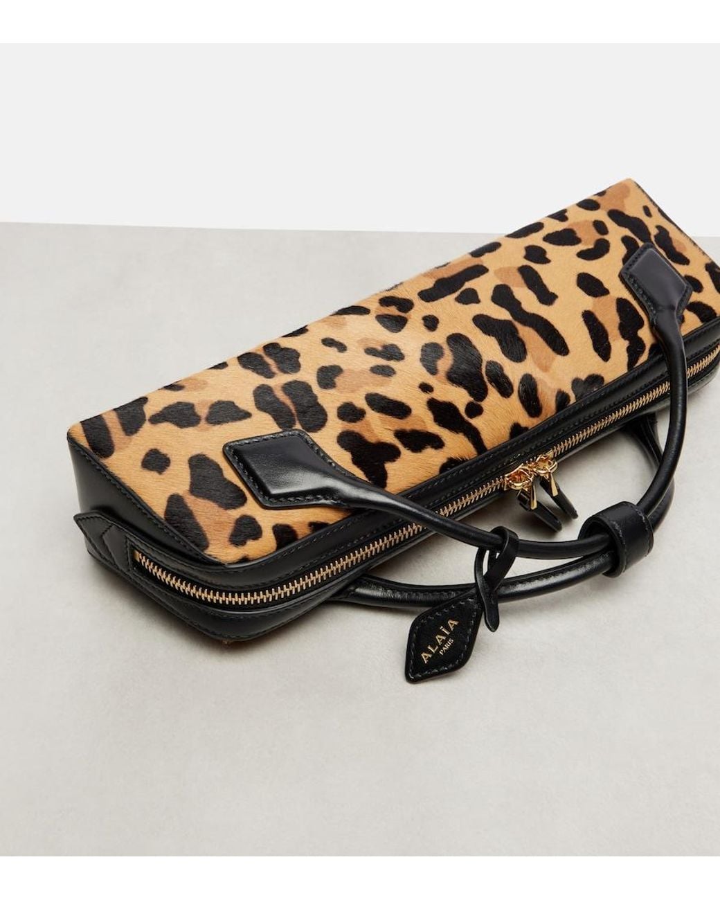 Alaïa Brown Le Teckel Leopard-Print Calf Hair Clutch