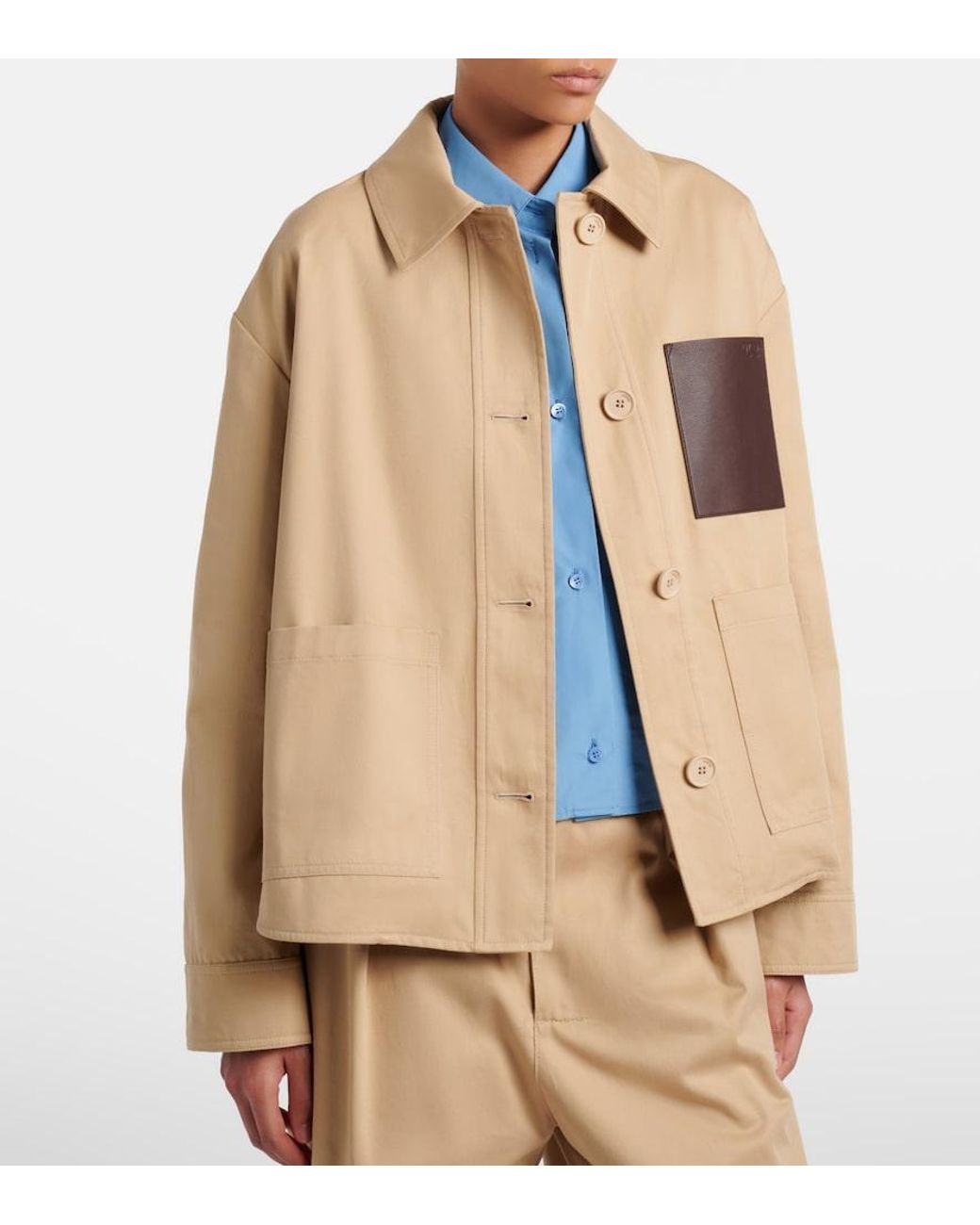 Loewe Natural Leather-Trimmed Cotton Jacket