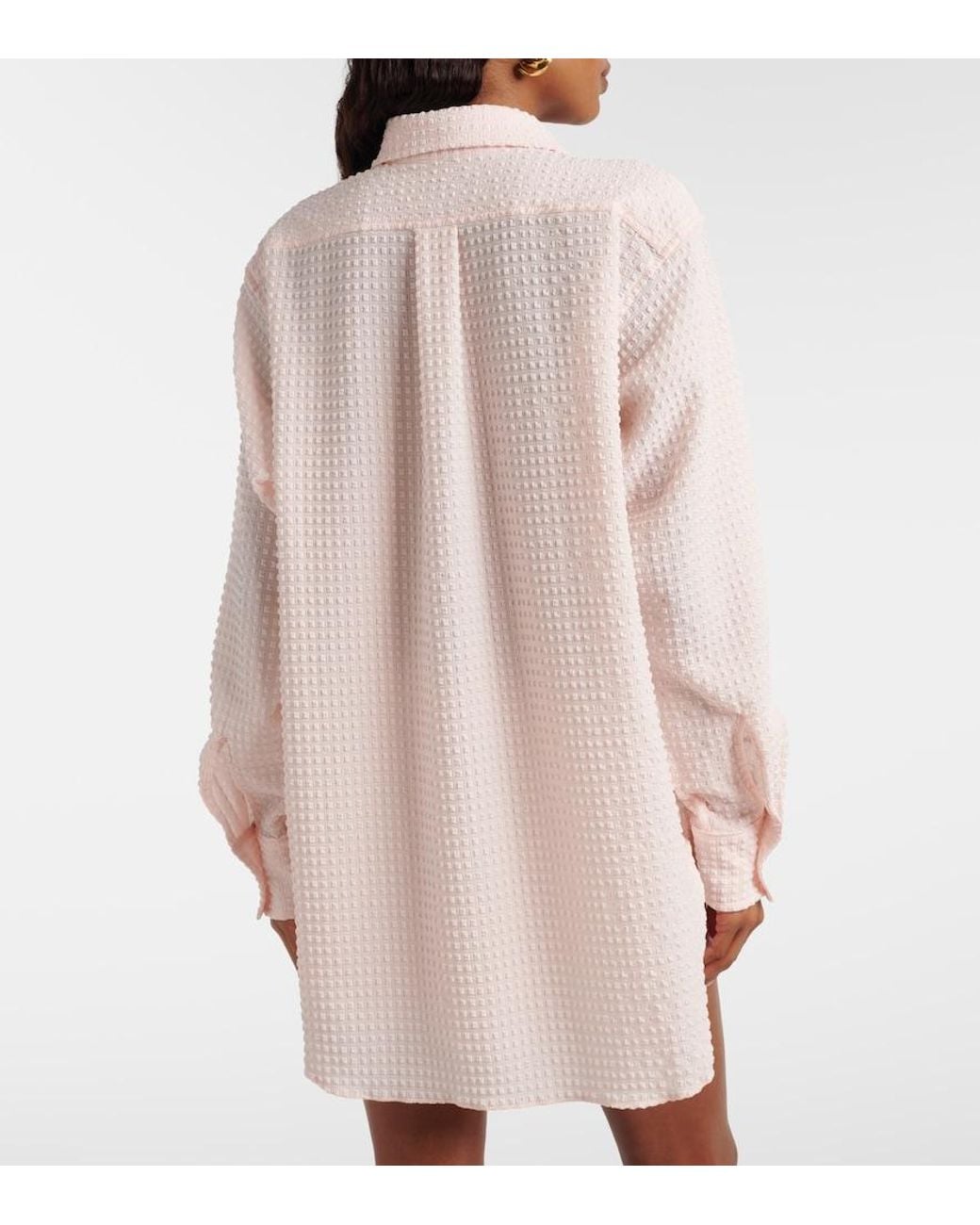 Hunza G Pink Resort Checked Seersucker Shirt