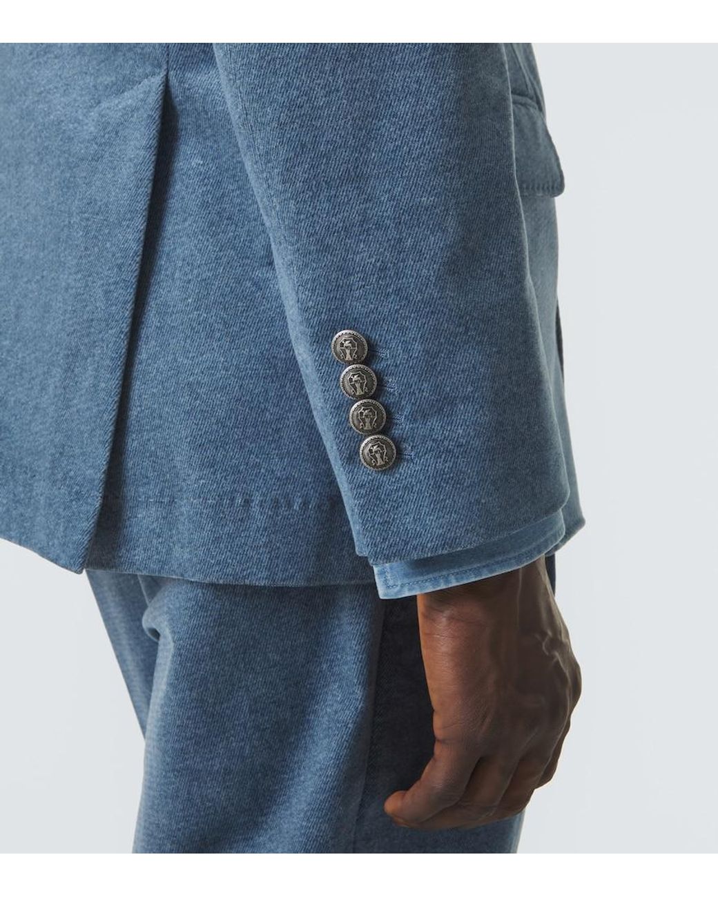 Brunello Cucinelli Blue Cotton Suit for men