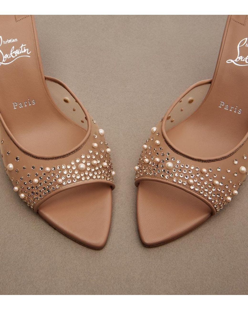 Christian Louboutin Pink Miss Z Degrastrass Perla Mesh Mules