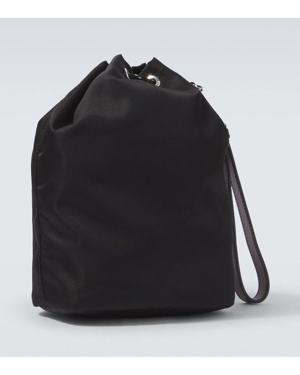 Prada Black Speedrock Re-Nylon Leather-Trimmed Pouch for men