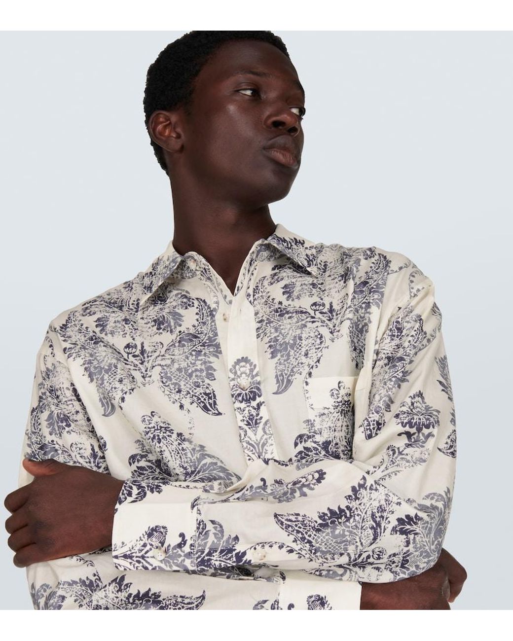 Commas White Silk And Cotton Shirt for men
