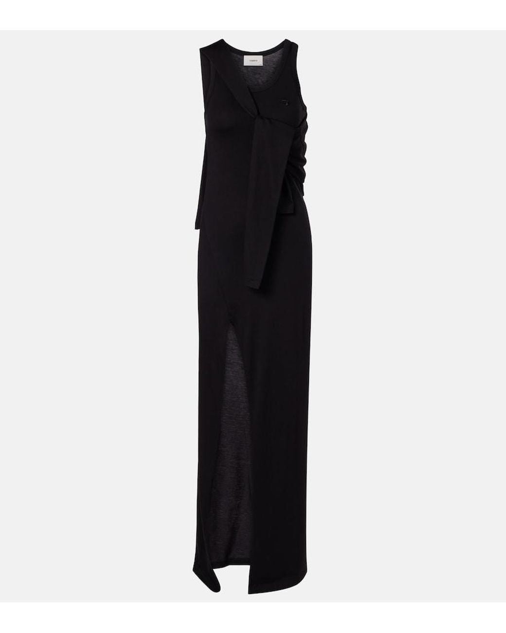 Coperni Black Layered Cotton-Blend Jersey Maxi Dress
